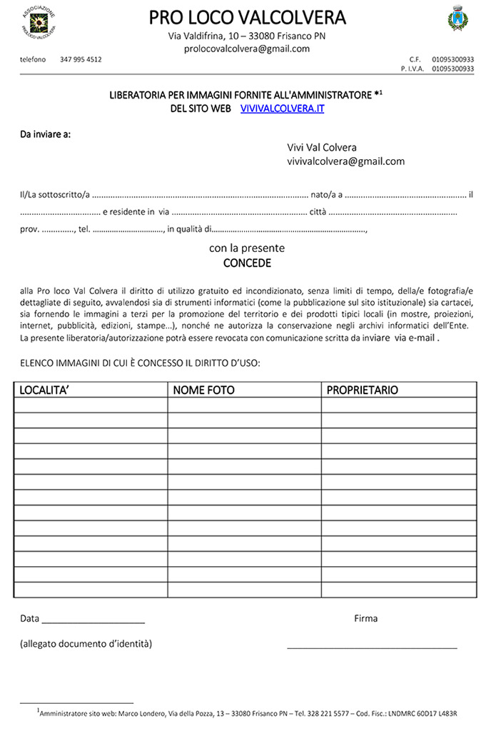 Scarica il Documento LIBERATORIA IMMAGINI SITO ViviValColvera VVC