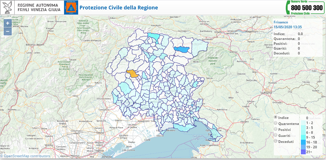 covid-map del Dipartimento della Protezione Civile Dipartimento della Protezione Civile- MAPPA COVID 19 in FVG